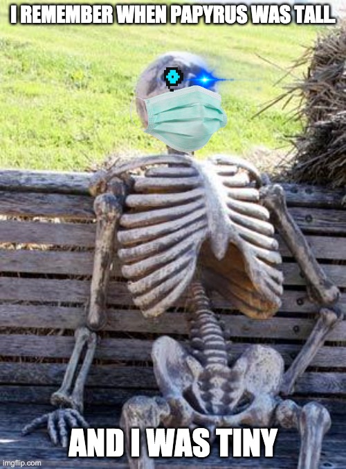 oh shit sans | I REMEMBER WHEN PAPYRUS WAS TALL. AND I WAS TINY | image tagged in memes,waiting skeleton | made w/ Imgflip meme maker