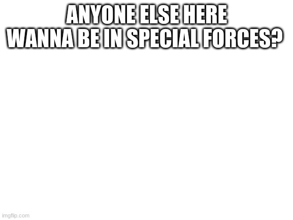 Blank White Template | ANYONE ELSE HERE WANNA BE IN SPECIAL FORCES? | image tagged in blank white template | made w/ Imgflip meme maker