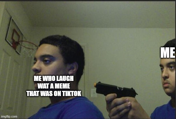 Trust Nobody, Not Even Yourself | ME WHO LAUGH WAT A MEME THAT WAS ON TIKTOK ME | image tagged in trust nobody not even yourself | made w/ Imgflip meme maker