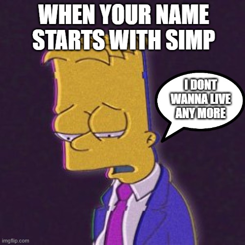 Sad life :( | WHEN YOUR NAME STARTS WITH SIMP; I DONT WANNA LIVE ANY MORE | image tagged in when you cant take it any more,life sucks | made w/ Imgflip meme maker