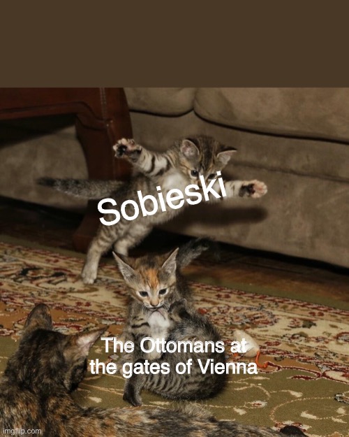 kitten ambush | Sobieski; The Ottomans at the gates of Vienna | image tagged in kitten ambush | made w/ Imgflip meme maker