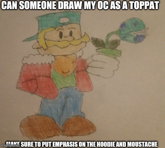 I mean like the Toppat Clan from the Henry Stickmin games | CAN SOMEONE DRAW MY OC AS A TOPPAT; MAKE SURE TO PUT EMPHASIS ON THE HOODIE AND MOUSTACHE | image tagged in request,oc | made w/ Imgflip meme maker