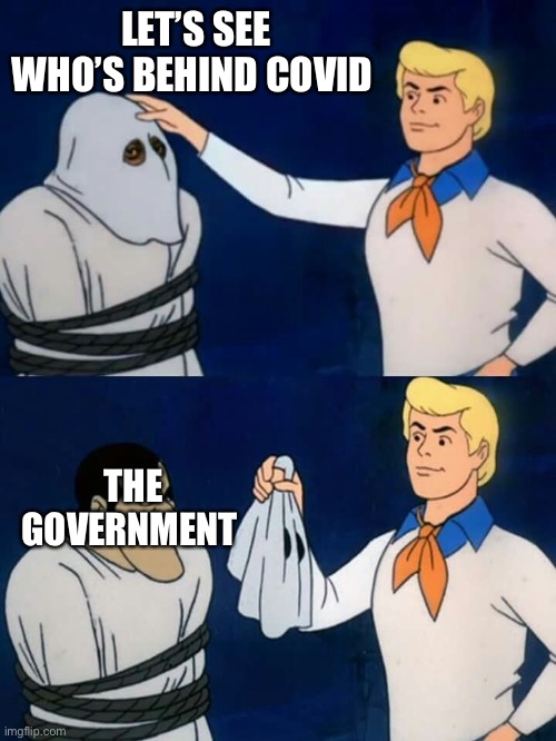 Scooby doo is at it again | LET’S SEE WHO’S BEHIND COVID; THE GOVERNMENT | image tagged in scooby doo mask reveal | made w/ Imgflip meme maker