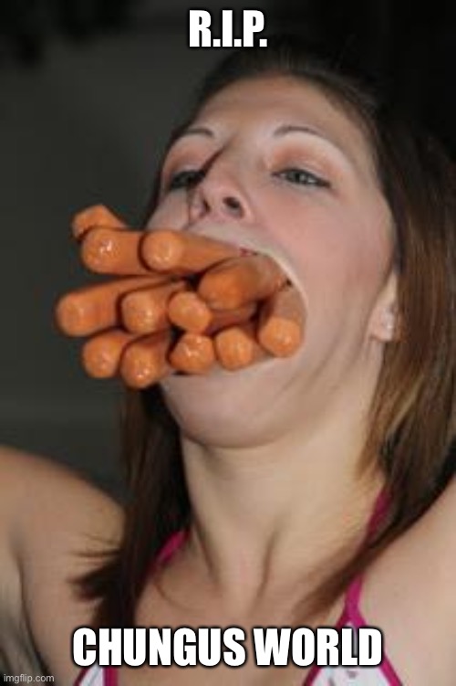 hotdogs | R.I.P. CHUNGUS WORLD | image tagged in hotdogs | made w/ Imgflip meme maker