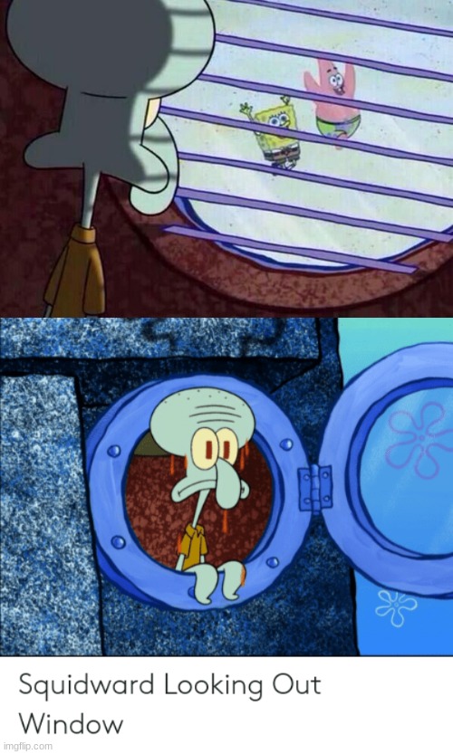 Squidward Looking Outside Window