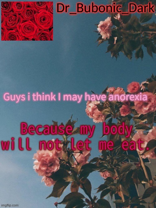 REEEEEEEEEEEEEEE | Guys i think I may have anorexia; Because my body will not let me eat. | image tagged in bubonics rose temp thanks trash | made w/ Imgflip meme maker