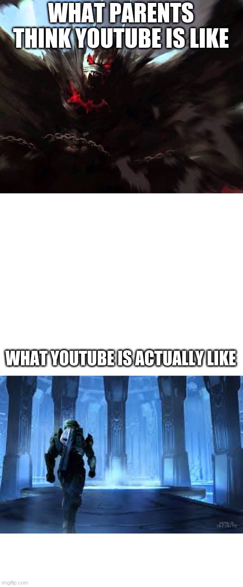WHAT PARENTS THINK YOUTUBE IS LIKE; WHAT YOUTUBE IS ACTUALLY LIKE | image tagged in blank white template,memes,hot,fun,batman | made w/ Imgflip meme maker