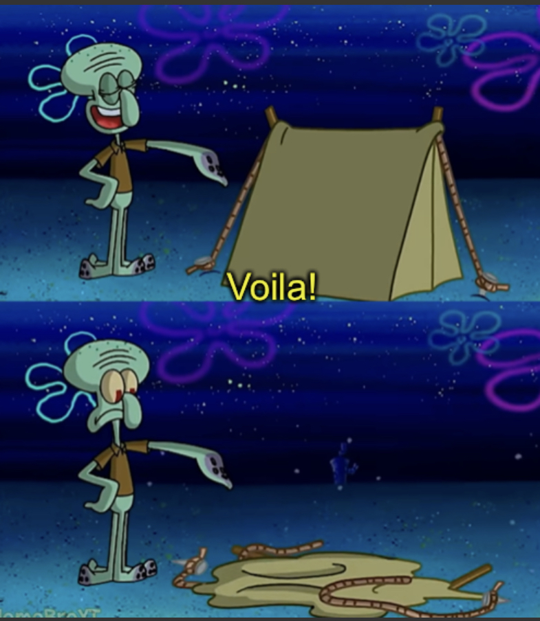 Squidward Voila tent Blank Meme Template