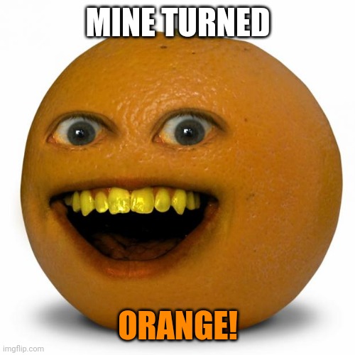 Annoying Orange | MINE TURNED ORANGE! | image tagged in annoying orange | made w/ Imgflip meme maker