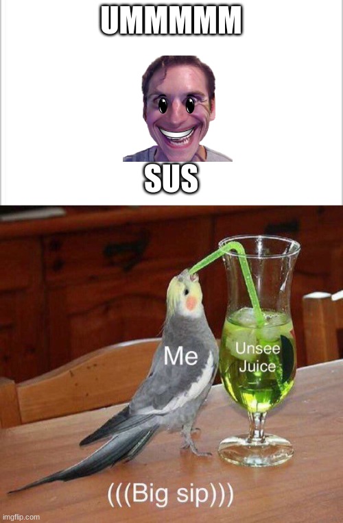 UMMMMM; SUS | image tagged in unsee juice big sip | made w/ Imgflip meme maker