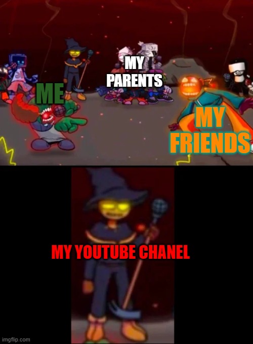 my life |  MY PARENTS; MY FRIENDS; ME; MY YOUTUBE CHANEL | image tagged in zardy's pure dissapointment | made w/ Imgflip meme maker