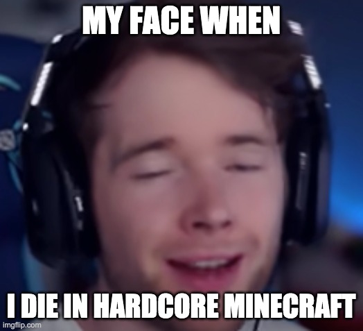 my face when my world is ded | MY FACE WHEN; I DIE IN HARDCORE MINECRAFT | image tagged in minecraft | made w/ Imgflip meme maker