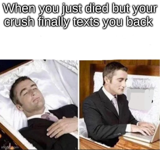 All she wanted was the math homework | When you just died but your crush finally texts you back | image tagged in funny meme,crush | made w/ Imgflip meme maker