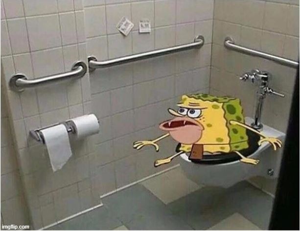 image tagged in spongebob caveman bathroom | made w/ Imgflip meme maker