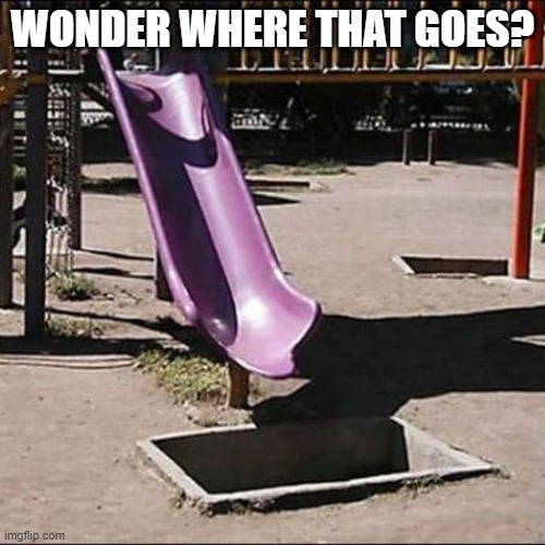 Slide to Hades | WONDER WHERE THAT GOES? | image tagged in you had one job | made w/ Imgflip meme maker