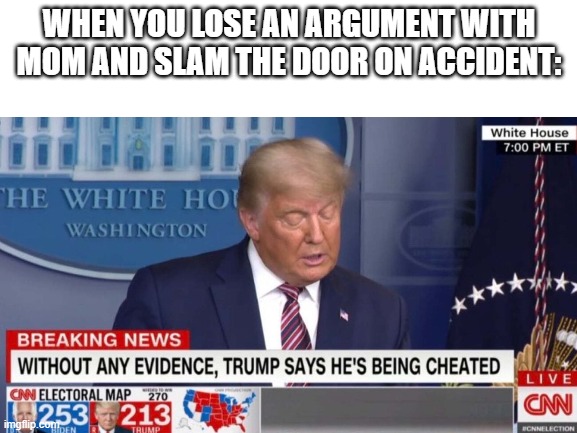 Uh oh.. | WHEN YOU LOSE AN ARGUMENT WITH MOM AND SLAM THE DOOR ON ACCIDENT: | image tagged in memes | made w/ Imgflip meme maker