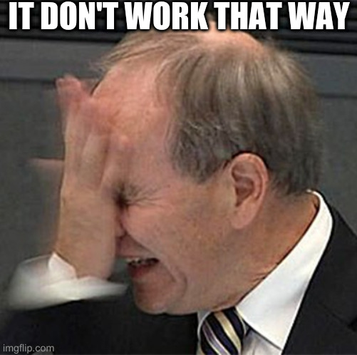 facepalm | IT DON'T WORK THAT WAY | image tagged in facepalm | made w/ Imgflip meme maker