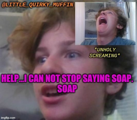 soap. | HELP...I CAN NOT STOP SAYING SOAP.


SOAP | image tagged in soap | made w/ Imgflip meme maker