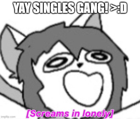 Psychocat screams in lonely | YAY SINGLES GANG! >:D | image tagged in psychocat screams in lonely | made w/ Imgflip meme maker
