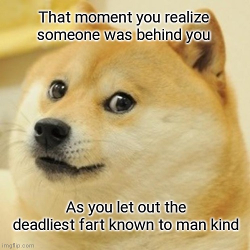 Smell what | That moment you realize someone was behind you; As you let out the deadliest fart known to man kind | image tagged in memes,doge | made w/ Imgflip meme maker