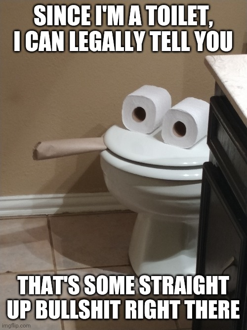 Can Smoker | SINCE I'M A TOILET, I CAN LEGALLY TELL YOU; THAT'S SOME STRAIGHT UP BULLSHIT RIGHT THERE | made w/ Imgflip meme maker