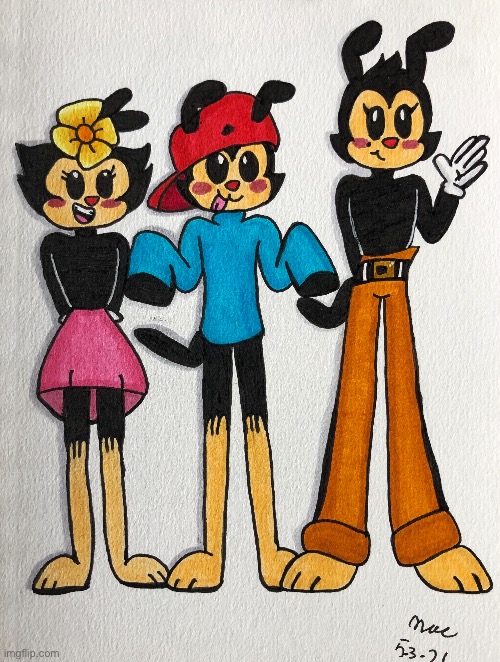 I did it! (Their faces are too beige to be acceptable, but I’m proud of how it came out otherwise.) | image tagged in fan art,cartoons,animaniacs | made w/ Imgflip meme maker