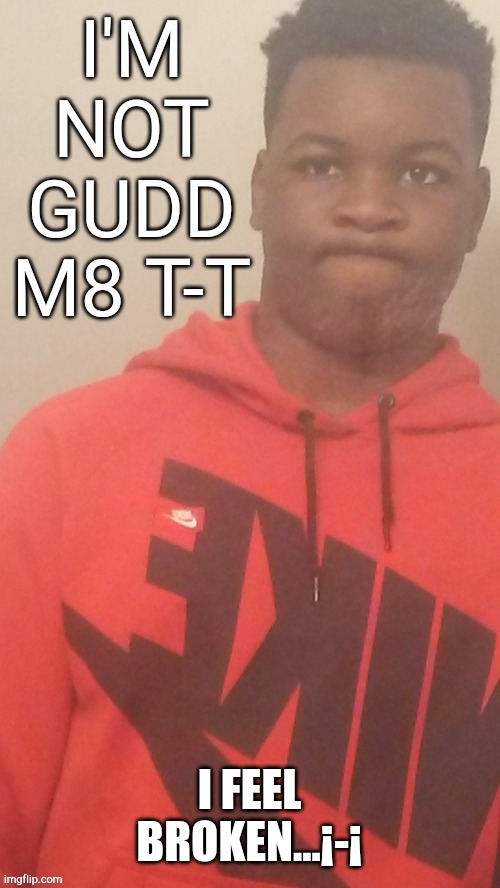 Im not gudd m8 T-T | I FEEL BROKEN...¡-¡ | image tagged in im not gudd m8 t-t | made w/ Imgflip meme maker