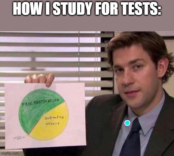 The office pie chart | HOW I STUDY FOR TESTS: | image tagged in the office pie chart | made w/ Imgflip meme maker