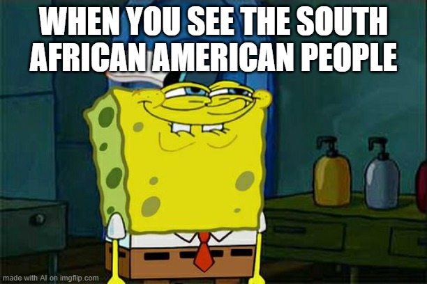 idek what to say tbh-I guess the AIs just racist | WHEN YOU SEE THE SOUTH AFRICAN AMERICAN PEOPLE | image tagged in memes,don't you squidward | made w/ Imgflip meme maker