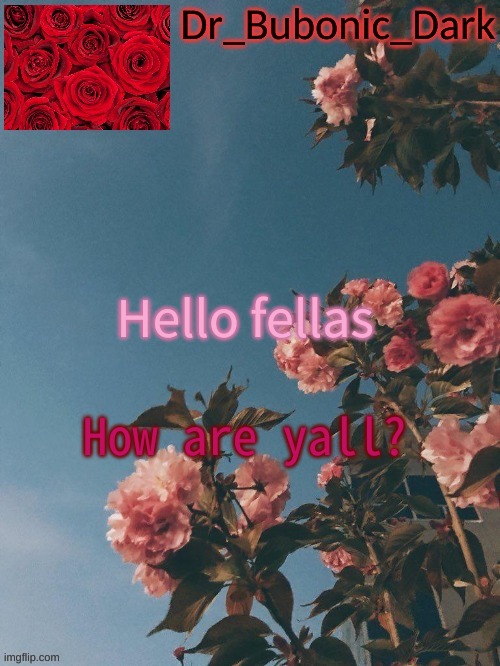 Bubonics Rose Temp (thanks Trash!) | Hello fellas; How are yall? | image tagged in bubonics rose temp thanks trash | made w/ Imgflip meme maker
