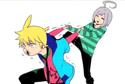 Piko pulling Len's arms Blank Meme Template
