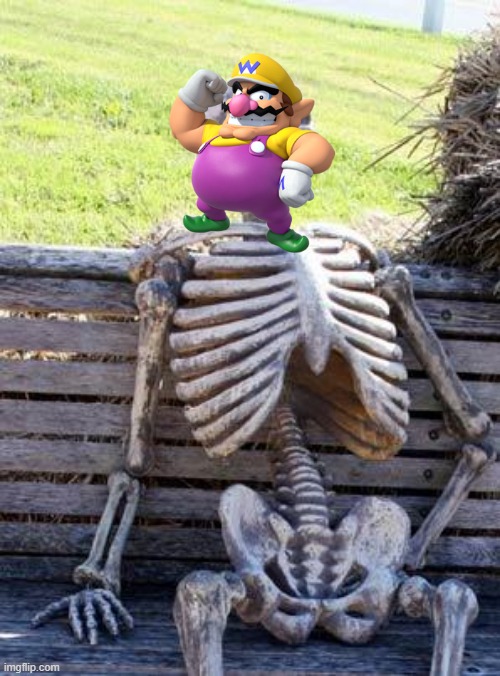 wario dies because of waiting so long.mp3 | image tagged in memes,waiting skeleton | made w/ Imgflip meme maker