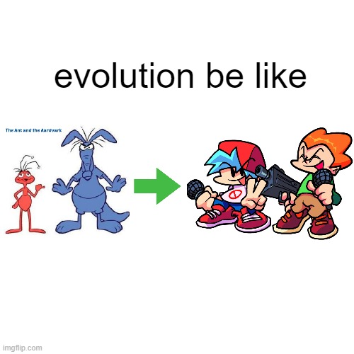 Red ant and blue aardvark to rapper and gangster. | evolution be like | image tagged in memes,blank transparent square,friday night funkin,funny,pink panther | made w/ Imgflip meme maker