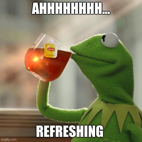 But That's None Of My Business | AHHHHHHHH... REFRESHING | image tagged in memes,but that's none of my business,kermit the frog | made w/ Imgflip meme maker