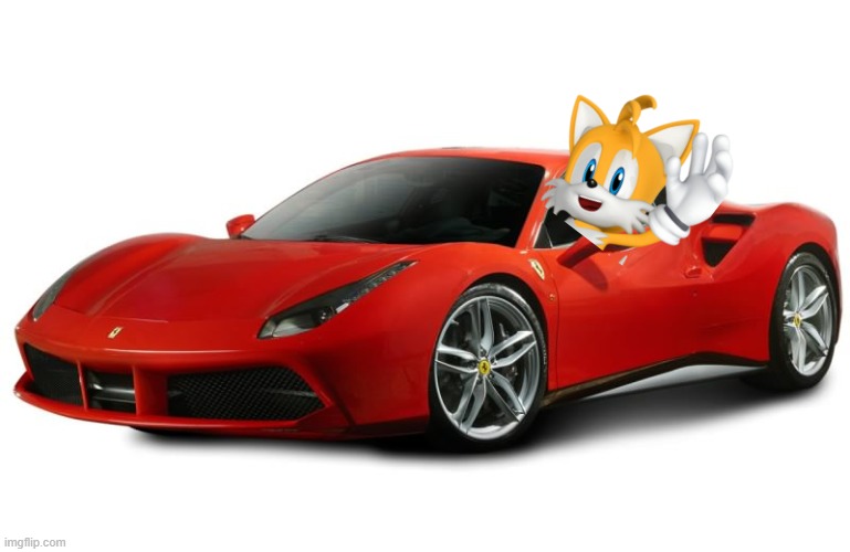 tails got a new ferrari 488 gtb | image tagged in ferrari,tails,tails the fox,tails miles prower | made w/ Imgflip meme maker