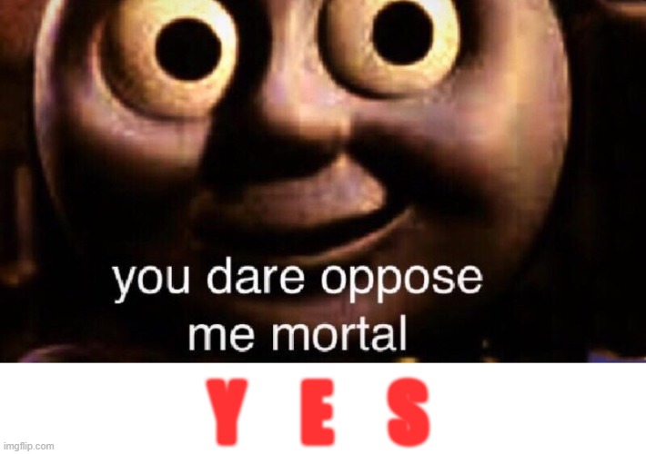 YES | Y    E    S | image tagged in you dare oppose me mortal | made w/ Imgflip meme maker