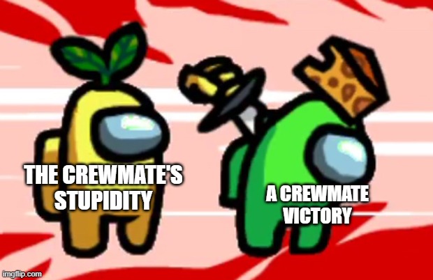 Day one of making relatable memes | A CREWMATE VICTORY; THE CREWMATE'S STUPIDITY | image tagged in among us stab,among us,memes,relatable | made w/ Imgflip meme maker