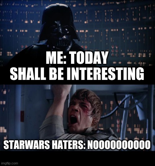 May the fourth be with u | ME: TODAY SHALL BE INTERESTING; STARWARS HATERS: NOOOOOOOOOO | image tagged in memes,star wars no | made w/ Imgflip meme maker