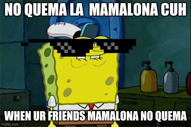 no quema cuh | NO QUEMA LA  MAMALONA CUH; WHEN UR FRIENDS MAMALONA NO QUEMA | image tagged in memes,don't you squidward | made w/ Imgflip meme maker