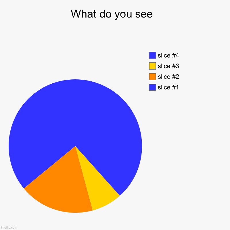 Pie | What do you see  | | image tagged in charts,pie charts | made w/ Imgflip chart maker