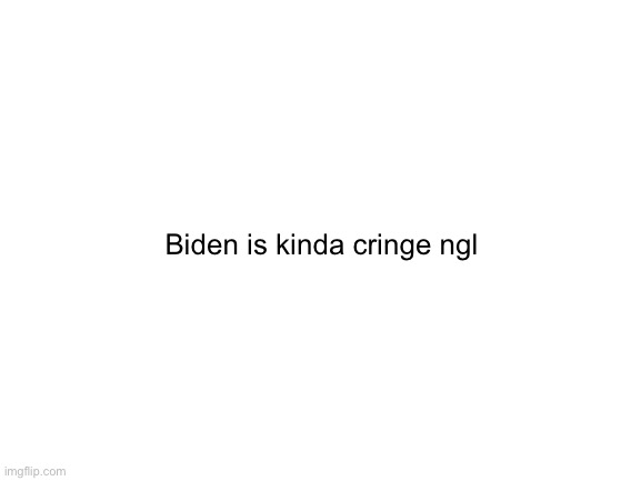 Blank White Template | Biden is kinda cringe ngl | image tagged in blank white template | made w/ Imgflip meme maker