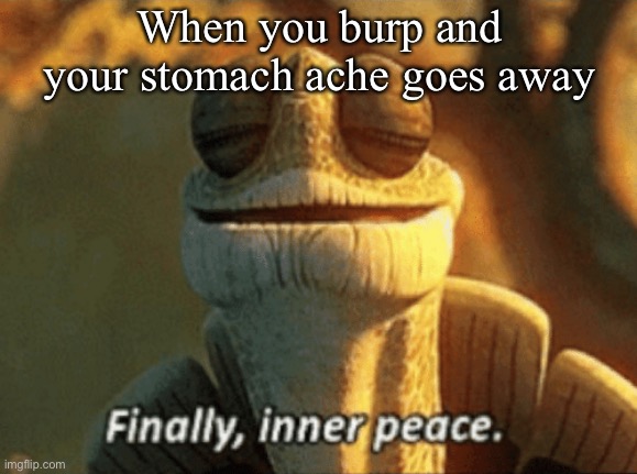 Peaceful | When you burp and your stomach ache goes away | image tagged in finally inner peace | made w/ Imgflip meme maker