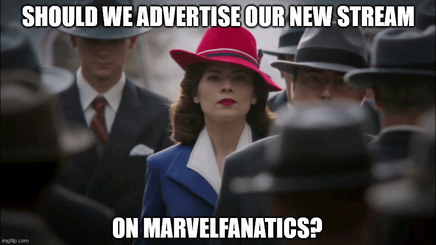 It would be awesome if more people followed! | SHOULD WE ADVERTISE OUR NEW STREAM; ON MARVELFANATICS? | image tagged in marvel | made w/ Imgflip meme maker