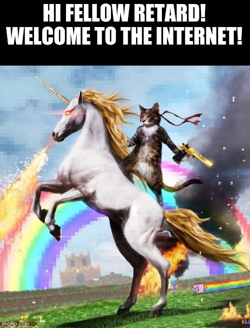 Welcome To The Internets Meme | HI FELLOW RETARD! WELCOME TO THE INTERNET! | image tagged in memes,welcome to the internets | made w/ Imgflip meme maker