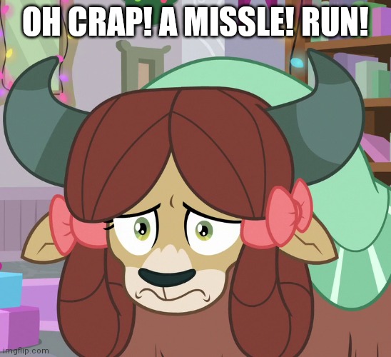 Feared Yona (MLP) | OH CRAP! A MISSLE! RUN! | image tagged in feared yona mlp | made w/ Imgflip meme maker