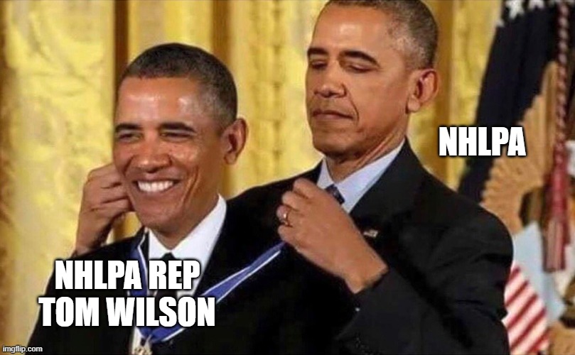 obama medal | NHLPA; NHLPA REP TOM WILSON | image tagged in obama medal | made w/ Imgflip meme maker