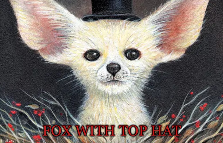 top hat fox | FOX WITH TOP HAT | image tagged in fox,cool,swag | made w/ Imgflip meme maker