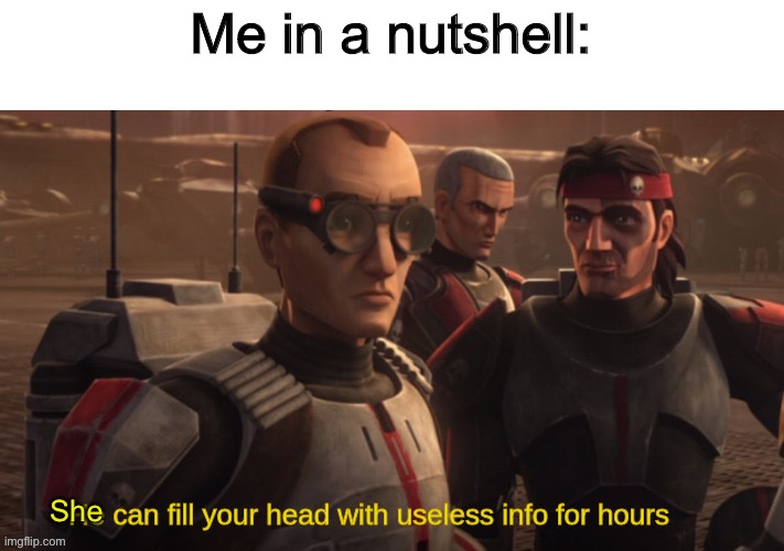 He can fill your head with useless info for hours | Me in a nutshell:; She | image tagged in he can fill your head with useless info for hours | made w/ Imgflip meme maker