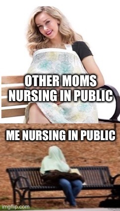 Nursing in public | OTHER MOMS NURSING IN PUBLIC; ME NURSING IN PUBLIC | image tagged in nursing | made w/ Imgflip meme maker