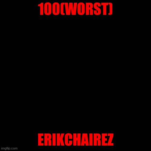 My Top 100 Users(100/WORST) | 100(WORST); ERIKCHAIREZ | image tagged in memes,blank transparent square | made w/ Imgflip meme maker